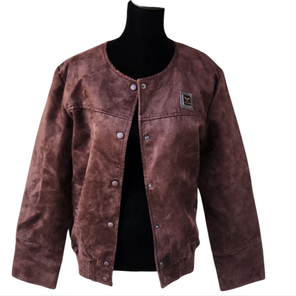 AC DiMilano Vintage Suede Bomber Jacket - Brown, Size S EUC